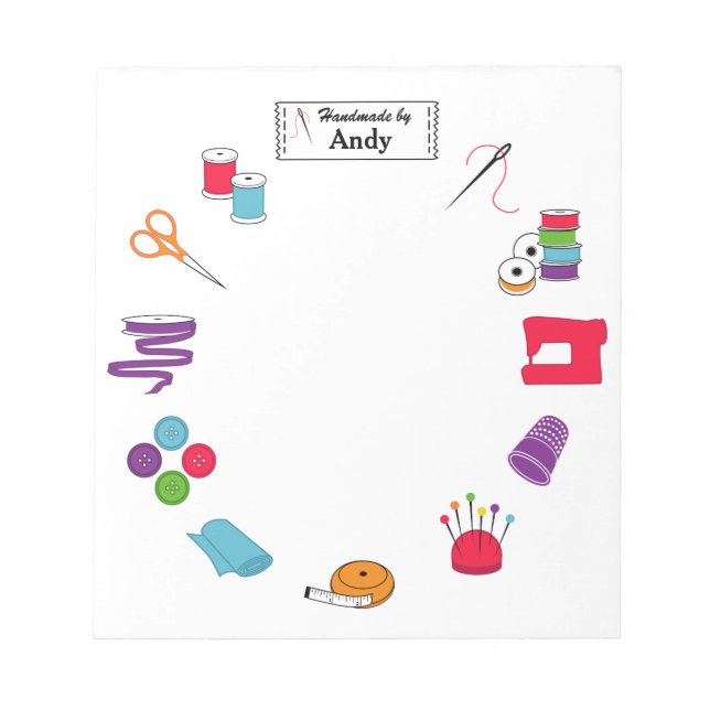 Skräddarsy etiketten syr rätt anteckningsblock (Framsida)