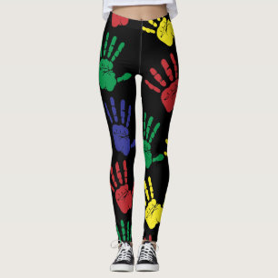 Skräddarsy färgrika Handprints Leggings