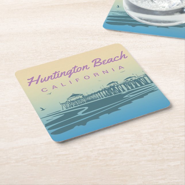 Skräddarsy Huntington Beachpirillustration Underlägg Papper Kvadrat (Vinklad)