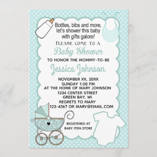 Skräddarsy inbjudan för Aquakammusslababy shower