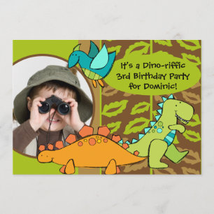 Skräddarsy inbjudan för födelsedag för fotoDino