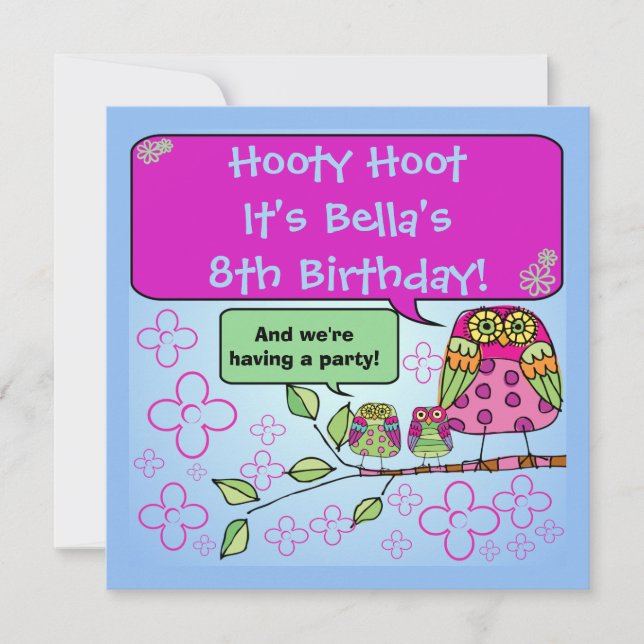 Skräddarsy inbjudan för naturuggla födelsedag (Framsida)