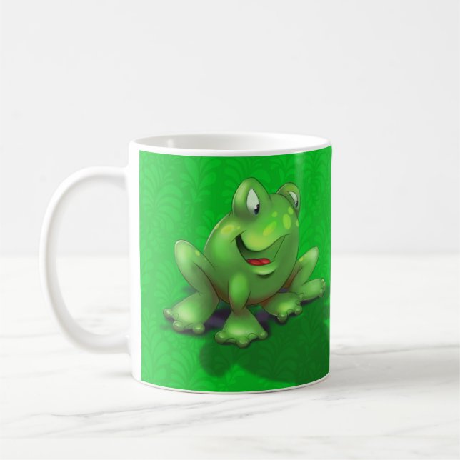 skräddarsy känd gullig tecknadgrodagrönt kaffemugg (Vänster)