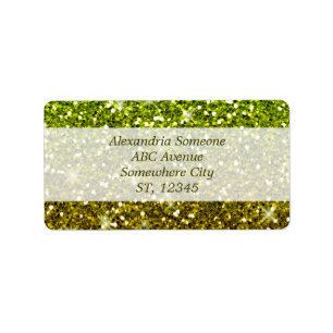 Skräddarsy Ljust grönt Guld Glitter Adressetikett