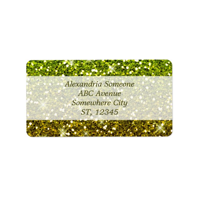 Skräddarsy Ljust grönt Guld Glitter Adressetikett (Framsidan)