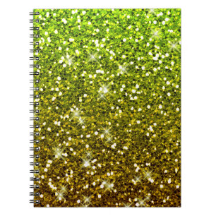 Skräddarsy Ljust grönt Guld Glitter Anteckningsbok Med Spiral
