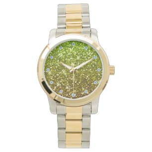Skräddarsy Ljust grönt Guld Glitter Armbandsur
