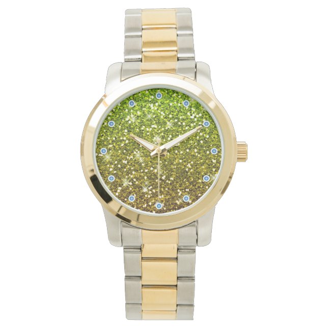 Skräddarsy Ljust grönt Guld Glitter Armbandsur (Framsida)