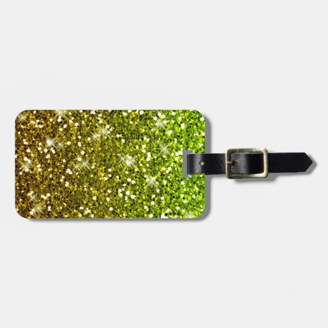 Skräddarsy Ljust grönt Guld Glitter Bagagebricka (Horisontell Framsida)
