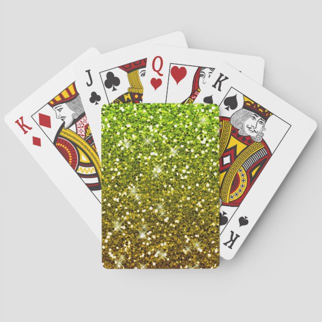 Skräddarsy Ljust grönt Guld Glitter Casinokort (Baksidan)