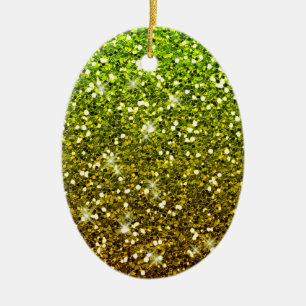 Skräddarsy Ljust grönt Guld Glitter Julgransprydnad Keramik