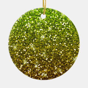 Skräddarsy Ljust grönt Guld Glitter Julgransprydnad Keramik