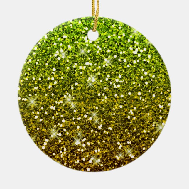 Skräddarsy Ljust grönt Guld Glitter Julgransprydnad Keramik (Framsidan)
