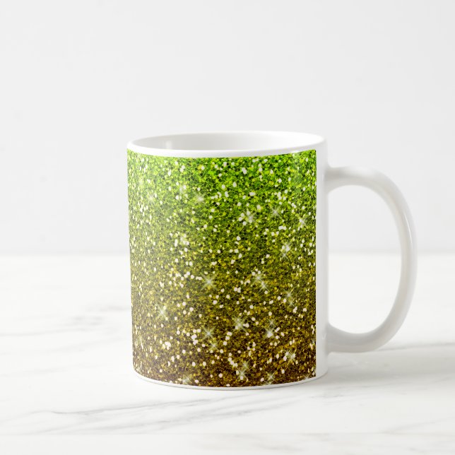 Skräddarsy Ljust grönt Guld Glitter Kaffemugg (Höger)
