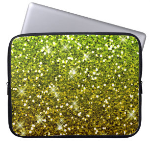 Skräddarsy Ljust grönt Guld Glitter Laptop Fodral