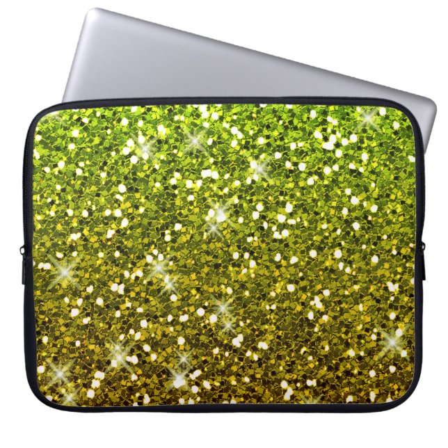 Skräddarsy Ljust grönt Guld Glitter Laptop Fodral (Framsidan)