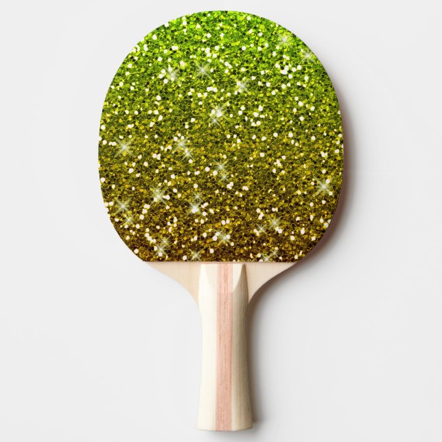 Skräddarsy Ljust grönt Guld Glitter Pingisracket (Framsidan)