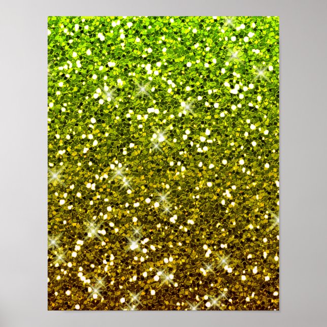 Skräddarsy Ljust grönt Guld Glitter Poster (Framsidan)