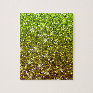 Skräddarsy Ljust grönt Guld Glitter Pussel