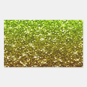 Skräddarsy Ljust grönt Guld Glitter Rektangulärt Klistermärke