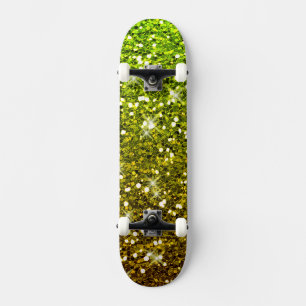Skräddarsy Ljust grönt Guld Glitter Skateboard Bräda 20 Cm