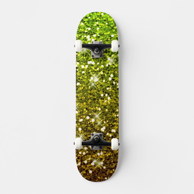 Skräddarsy Ljust grönt Guld Glitter Skateboard Bräda 20 Cm (Framsida)