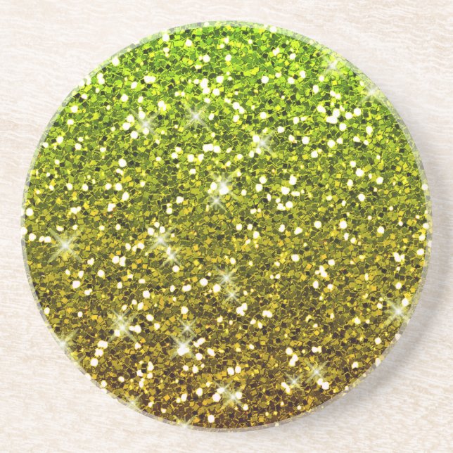 Skräddarsy Ljust grönt Guld Glitter Underlägg Sandsten (Framsidan)