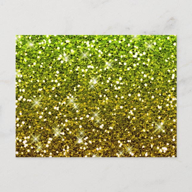 Skräddarsy Ljust grönt Guld Glitter Vykort (Framsida)