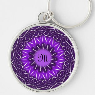 skräddarsy med din initiala kaleidoscopic keychai rund silverfärgad nyckelring