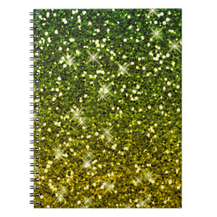 Skräddarsy Mörk grönt Guld Glitter Anteckningsbok Med Spiral