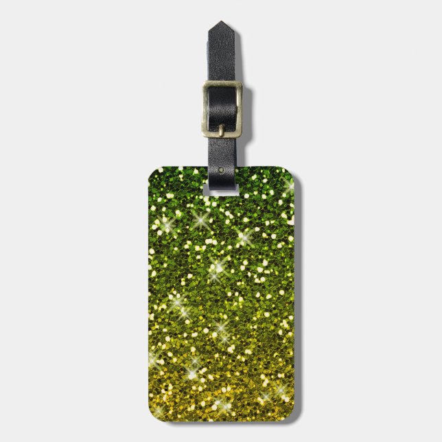 Skräddarsy Mörk grönt Guld Glitter Bagagebricka (Vertikal Framsida)