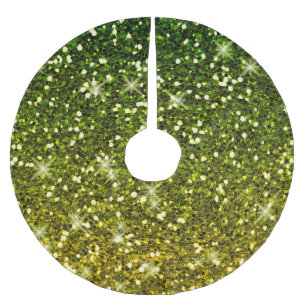 Skräddarsy Mörk grönt Guld Glitter Julgransmatta Borstad Polyester