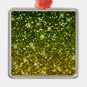 Skräddarsy Mörk grönt Guld Glitter Julgransprydnad Metall