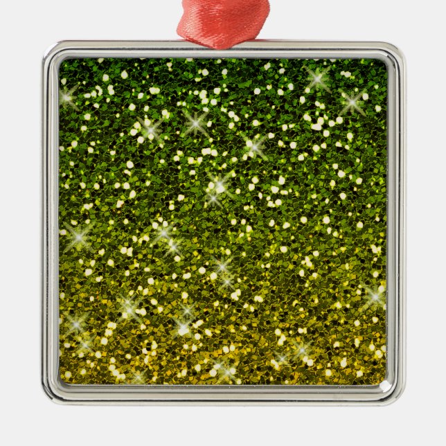 Skräddarsy Mörk grönt Guld Glitter Julgransprydnad Metall (Framsidan)