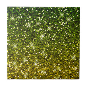 Skräddarsy Mörk grönt Guld Glitter Kakelplatta