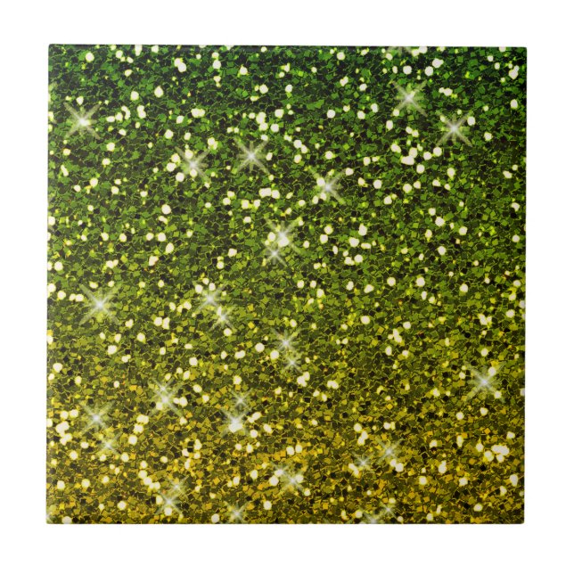 Skräddarsy Mörk grönt Guld Glitter Kakelplatta (Framsidan)