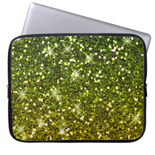 Skräddarsy Mörk grönt Guld Glitter Laptop Sleeve