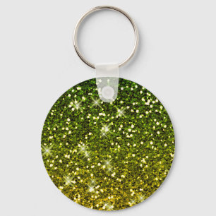 Skräddarsy Mörk grönt Guld Glitter Nyckelring