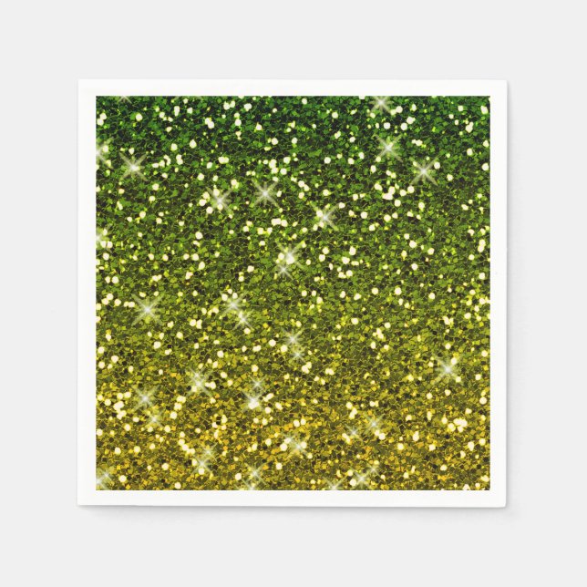 Skräddarsy Mörk grönt Guld Glitter Pappersservett (Framsidan)