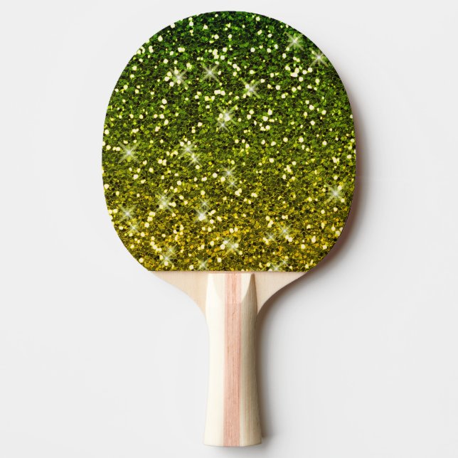 Skräddarsy Mörk grönt Guld Glitter Pingisracket (Framsidan)