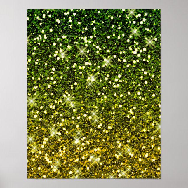 Skräddarsy Mörk grönt Guld Glitter Poster (Framsidan)