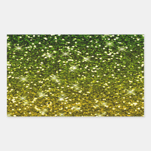 Skräddarsy Mörk grönt Guld Glitter Rektangulärt Klistermärke