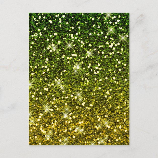 Skräddarsy Mörk grönt Guld Glitter Vykort (Framsida)