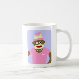 Skräddarsy namn- eller Monogramsock monkeyflicka Kaffemugg