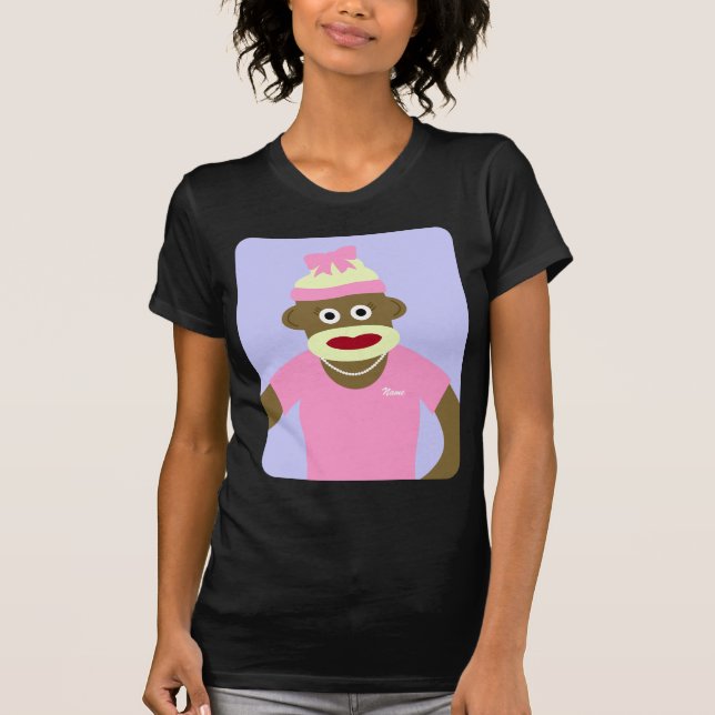 Skräddarsy namn- eller Monogramsock monkeyflicka Tee (Framsida)
