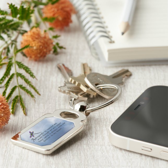 Skräddarsy produkten rektangulärt silverfärgad nyckelring (Sidan)