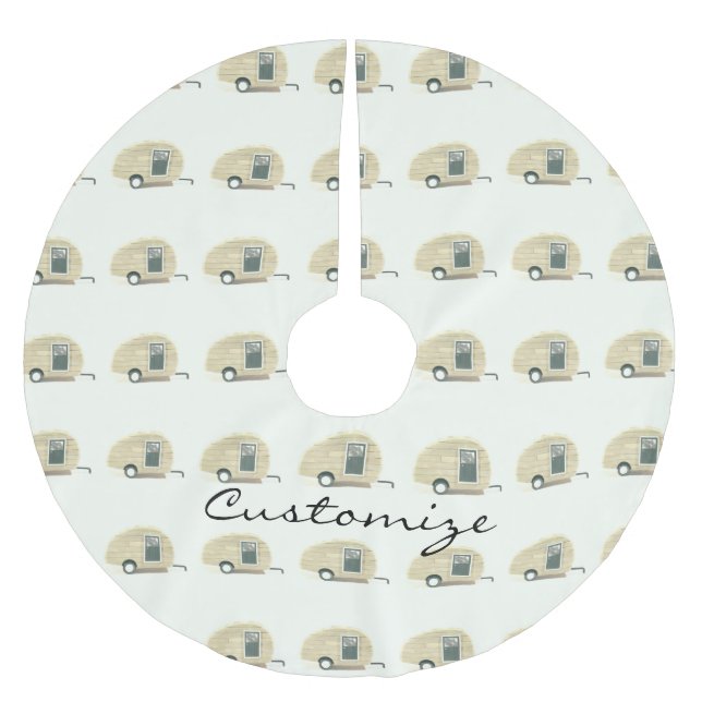 Skräddarsy Retro vintageteardropcampare Julgransmatta Borstad Polyester (Framsidan)