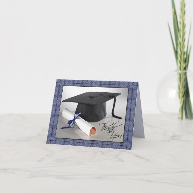 Skräddarsy studententackkort (denimblått) tack kort (Framsida)
