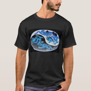 Skräddarsy T-tröja för blåttYin-Yang drakar - T-shirt