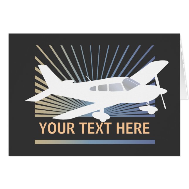 Skräddarsy text - lågt vingeflygplan hälsningskort (Framsidan Horizontal)